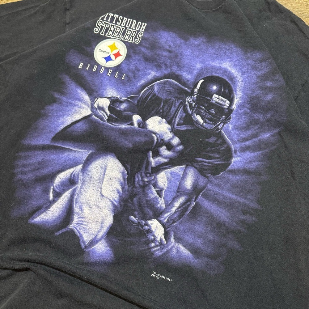 VTG 1998 Pittsburgh Steelers T Shirt Riddell Graphic NFL Mens Large Black - Picture 2 of 4